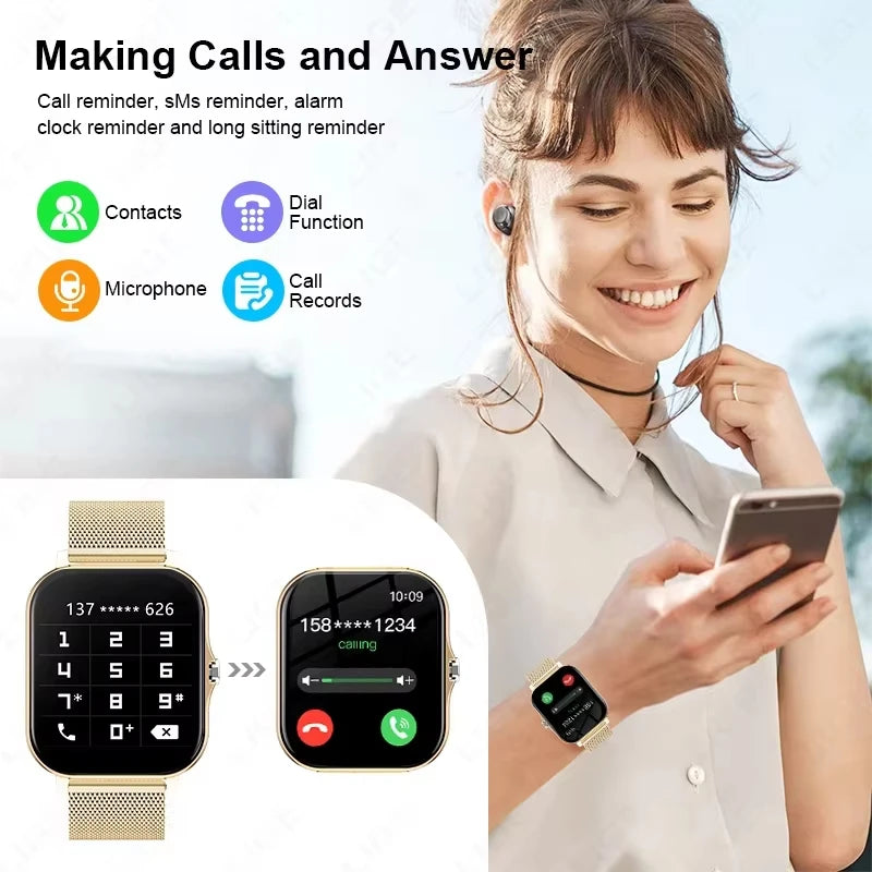 KaiAqua 2025 Smart Watch 2.01 Inch HD Display Answer Make Call Message Preview Sport Modes DIY Dial Weather Forecast Men Women