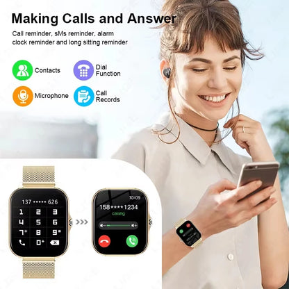 KaiAqua 2025 Smart Watch 2.01 Inch HD Display Answer Make Call Message Preview Sport Modes DIY Dial Weather Forecast Men Women