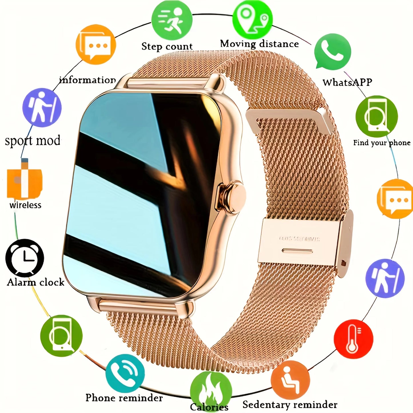 KaiAqua 2025 Smart Watch 2.01 Inch HD Display Answer Make Call Message Preview Sport Modes DIY Dial Weather Forecast Men Women